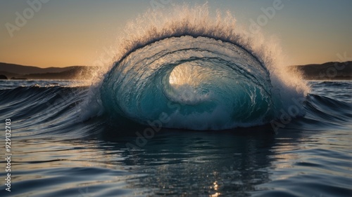 Dynamic Water Vortex in the Sea Creating Whirlpool Effect