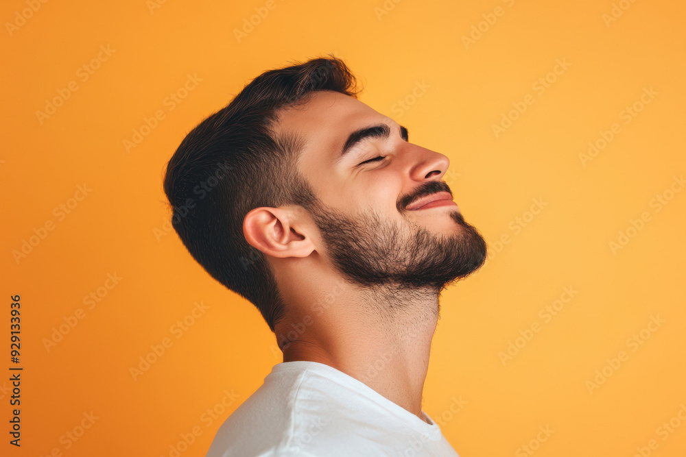 A close up of a man's face with his eyes closed A close up of a man's face with his eyes closed