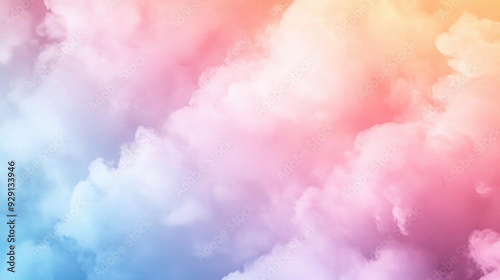 Dreamy Rainbow Clouds: A vibrant and ethereal backdrop of fluffy white clouds painted with a rainbow of colors, creating an enchanting and mesmerizing visual. Dreamy Rainbow Clouds: A vibrant and ethereal backdrop of fluffy white clouds painted with a rainbow of colors, creating an enchanting and mesmerizing visual.