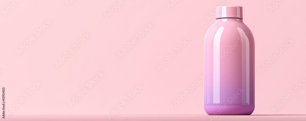 A Compact reusable water bottle, minimalist design, soft gradient of pink and purple, portable and chic, flat design illustration A Compact reusable water bottle, minimalist design, soft gradient of pink and purple, portable and chic, flat design illustration
