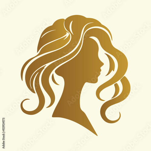 Vector illustration of a woman with long, flowing hair, highlighting her beauty and elegant profile