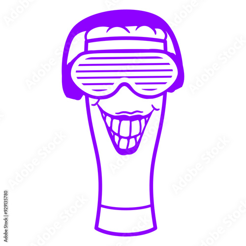 Funny Music DJ Beer Drink Glass Alcohol Booze Face Smiling Grinning Cheeky Headphone Sunglasses Party Night Dancing Clubber Raver Comic Humor Cartoon Cool Fun Sound Disco Club Festival Concert Lover