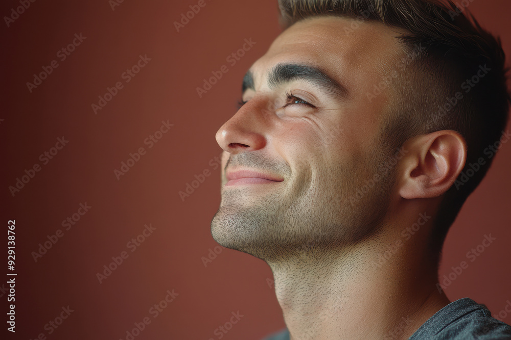 A close up of a man's face with his eyes closed A close up of a man's face with his eyes closed