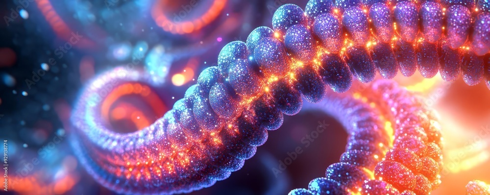 Microscopy, magnified cellular structures, glowing with vibrant hues, 3D illustration Microscopy, magnified cellular structures, glowing with vibrant hues, 3D illustration