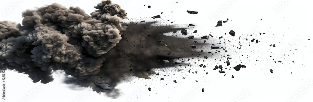 A cloud of dark smoke dispersing, suggesting explosion or destruction.