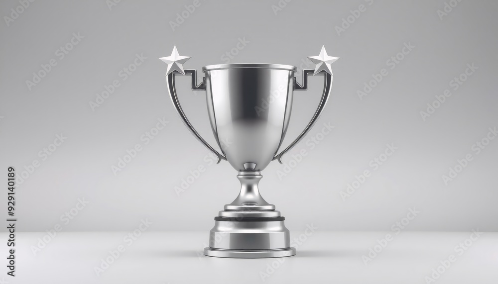 vector of a sleek silver trophy with four surrounding stars all against a gentle gray background symbolizing achievement and prestige vector of a sleek silver trophy with four surrounding stars all against a gentle gray background symbolizing achievement and prestige