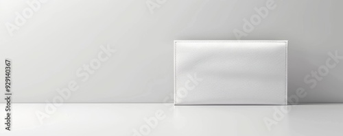 White leather wallet on white background, 4K hyperrealistic photo