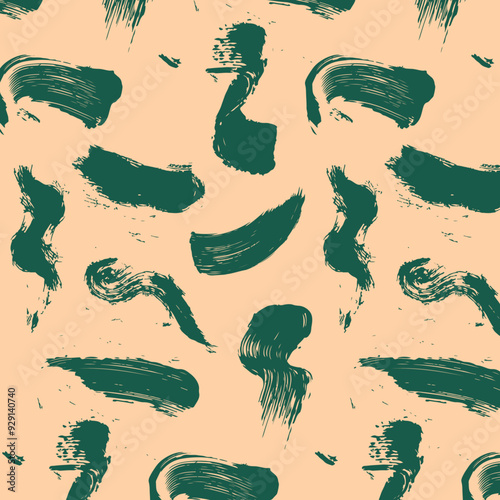 Patrón de Pinceladas Hechas a Mano sin Costuras - Fondo Abstracto Moderno con Textura Orgánica y manchas
