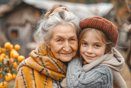 Portrait of smiling grandmother and granddaughter