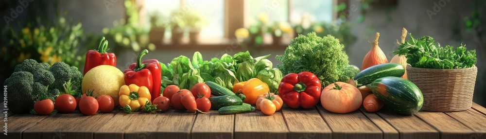 A vibrant arrangement of fresh vegetables on a rustic wooden table, perfect for healthy living and culinary inspiration. A vibrant arrangement of fresh vegetables on a rustic wooden table, perfect for healthy living and culinary inspiration.