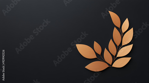 Elegant Minimalist Gold Leaf Branch Design Element for Invitations and Branding