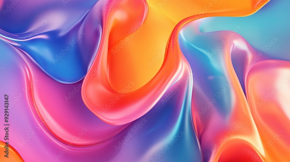 Chromatic Dreamscape: A vibrant, abstract swirl of liquid hues in blue, orange, and pink. Chromatic Dreamscape: A vibrant, abstract swirl of liquid hues in blue, orange, and pink.