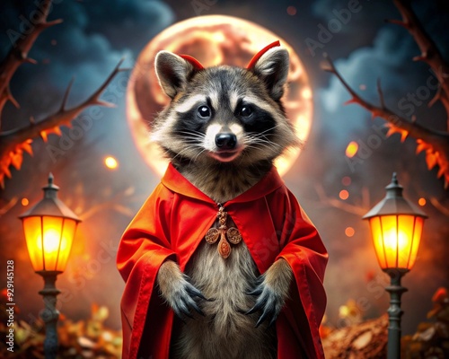 Halloween Raccoon Costume Photo. photo