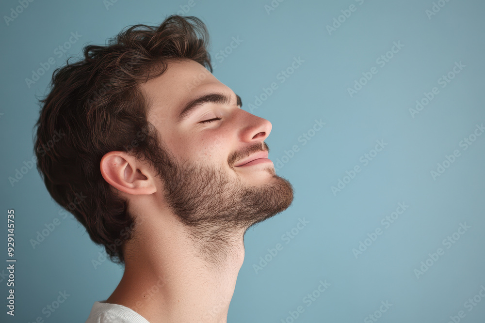A close up of a man's face with his eyes closed A close up of a man's face with his eyes closed