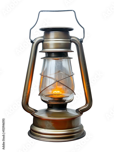 Vintage metal lantern isolated on transparent or white background photo