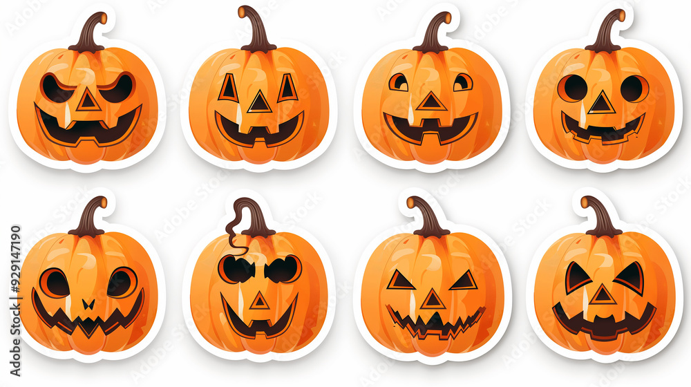 Vector Halloween Stickers and Icons Set on White Background. Vector Halloween Stickers and Icons Set on White Background.