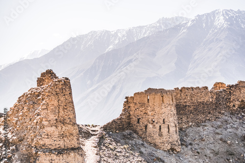 Canvas Print Remains of the ancient fortress of Yamchun in the Tien Shan mountains in Tajikis