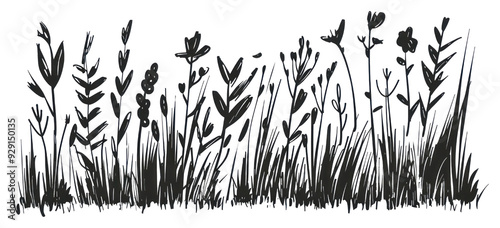 Wallpaper Mural PNG Grass drawing illustrated blossom. Torontodigital.ca