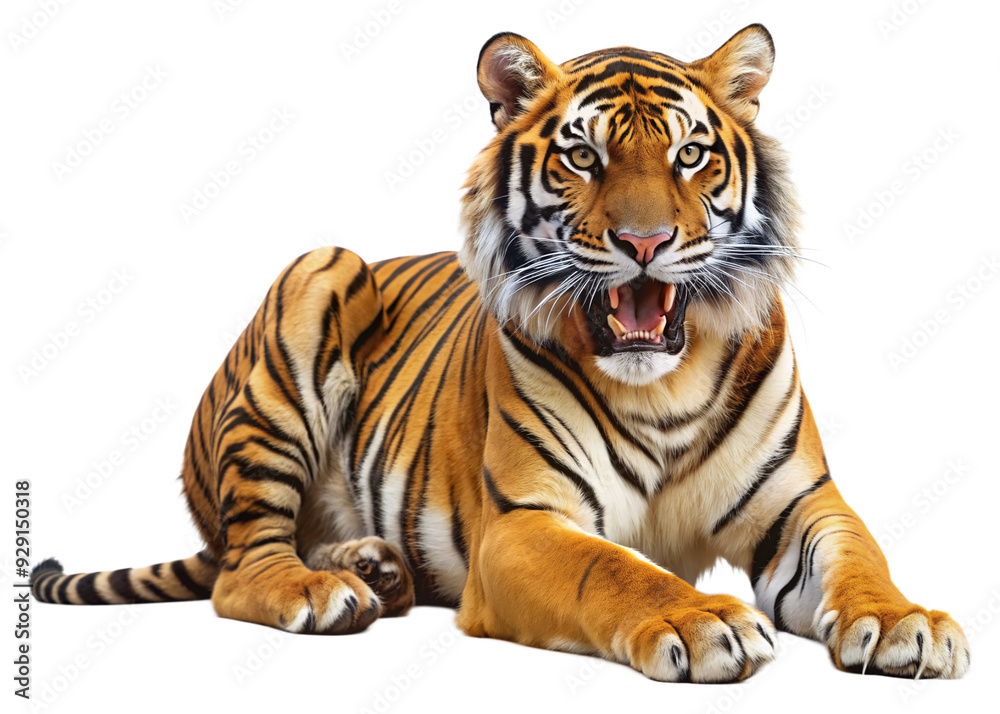 Obraz premium tiger, agressive, mammal, predator, cutout, transparent, backgrounds, wildlife, animals, cat, stripes