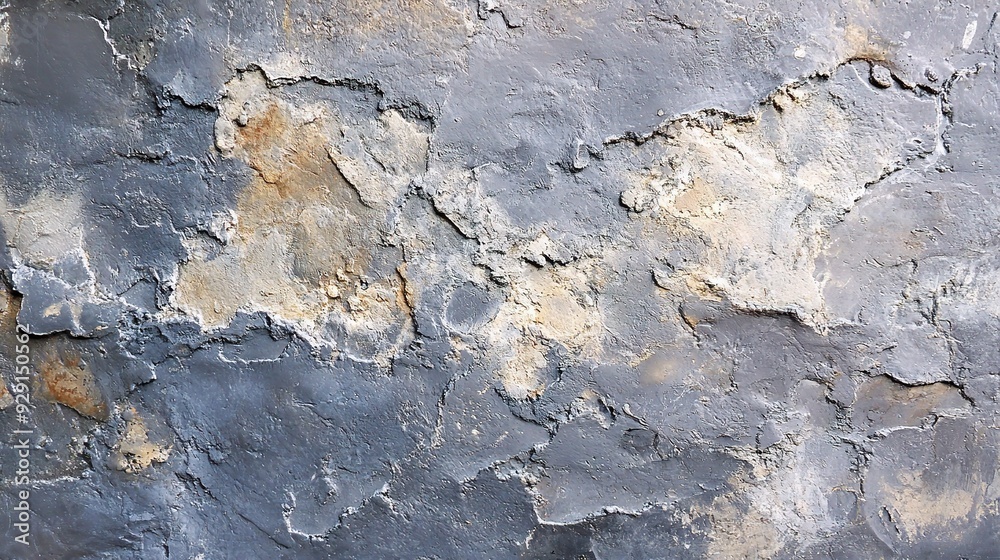 Fototapeta premium Ancient Stone Texture: A close-up of weathered gray and brown stone reveals intricate patterns and textures, evoking a sense of timelessness and natural beauty. 