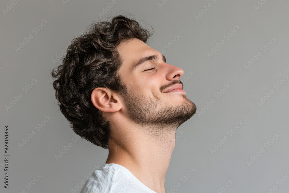 A close up of a man's face with his eyes closed A close up of a man's face with his eyes closed