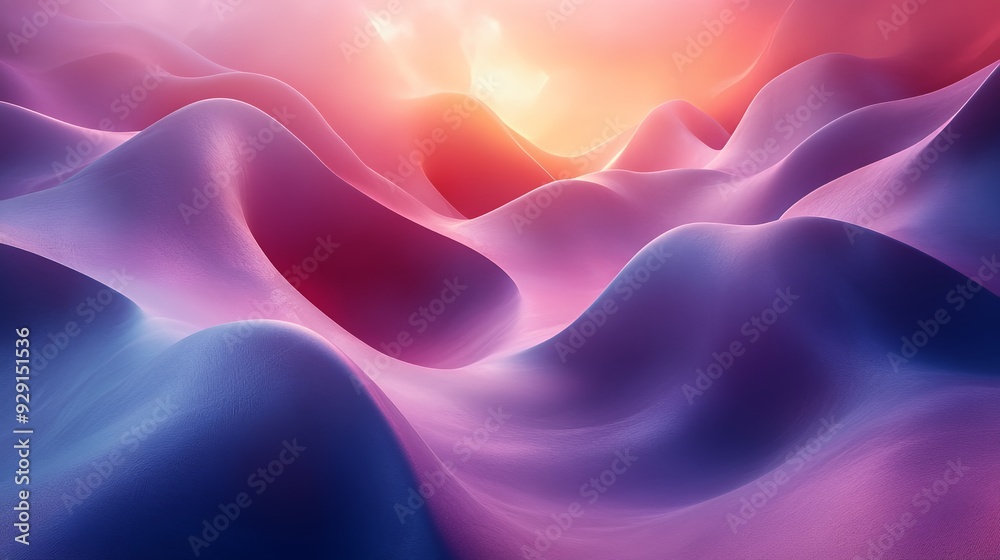 Obraz premium A colorful abstract landscape with flowing curves and soft gradients.