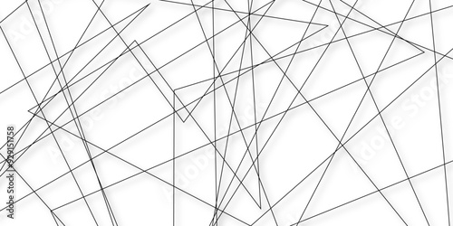 Abstract industrial Design random lines black on white background.Geometric seamless minimalist pattern with straight lines design.luxury black geometric random chaotic lines.squares and triangle line