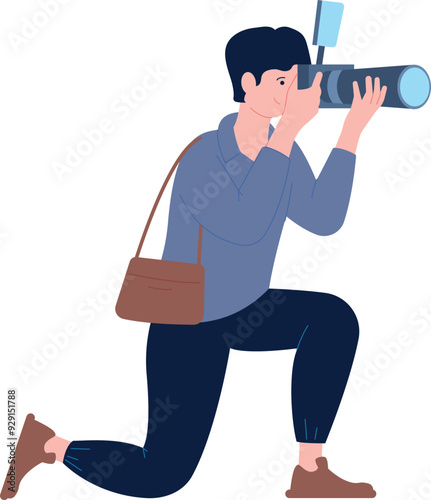 Photo reporter character. Professional work color icon