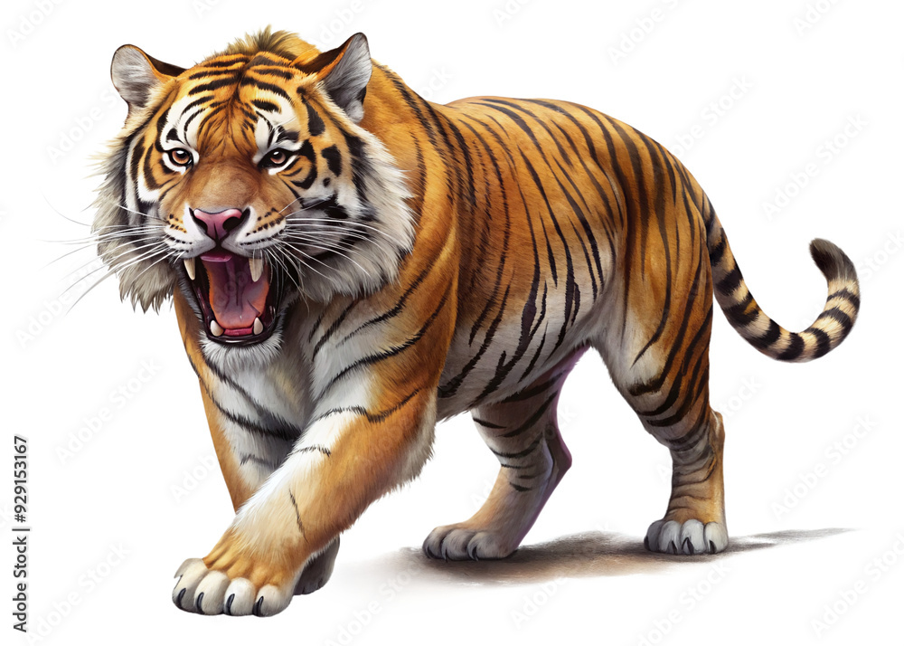 Obraz premium tiger, agressive, mammal, predator, cutout, transparent, backgrounds, wildlife, animals, cat, stripes
