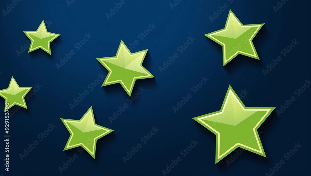 Glossy Green Stars on Deep Blue Background
Glossy Green Stars on Deep Blue Background