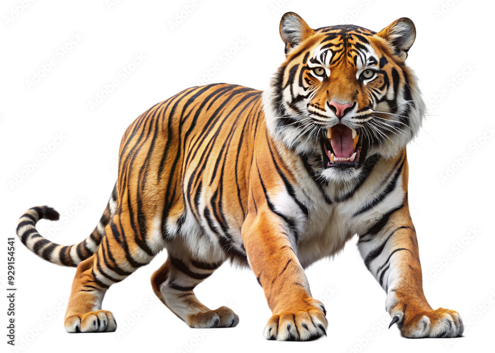 Obraz premium tiger, agressive, mammal, predator, cutout, transparent, backgrounds, wildlife, animals, cat, stripes