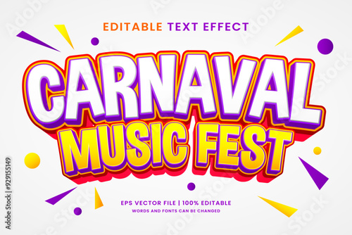 Carnaval Music Fest editable text effect vintage and retro 90s style