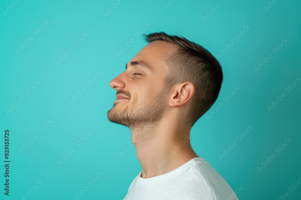 Fototapeta premium A close up of a man's face with his eyes closed