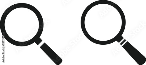 search icon, zoom icon. magnified glass icon vector  
