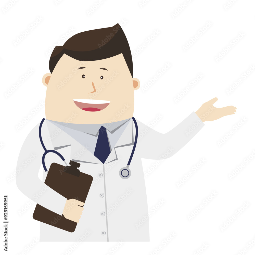 Cartoon images of doctor in various poses. transparency background