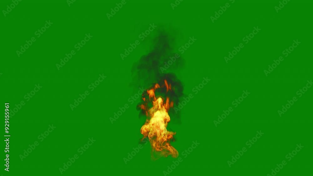 Perfectly looping realistic flames with smoke, frame right, green screen, 4k 30p, perfect for tough jobs and video games