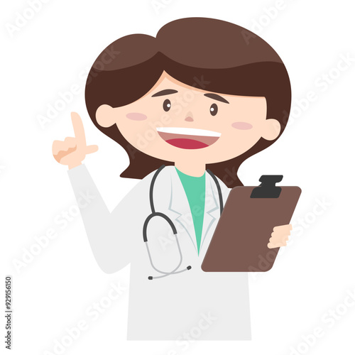 Cartoon images of doctor in various poses. transparency background