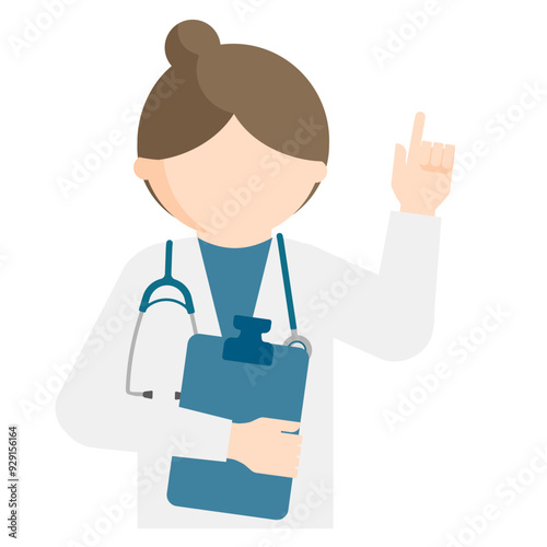 Graphic images of doctor in various poses in flat design. transparency background