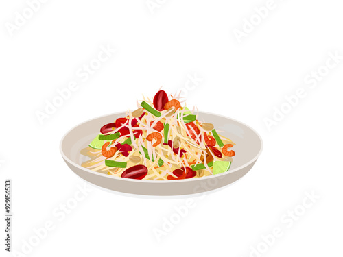 papaya salad on a white background.