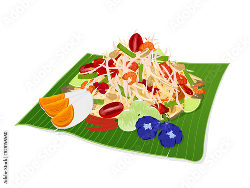papaya salad on a white background.