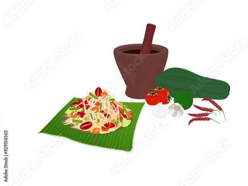 papaya salad on a white background.