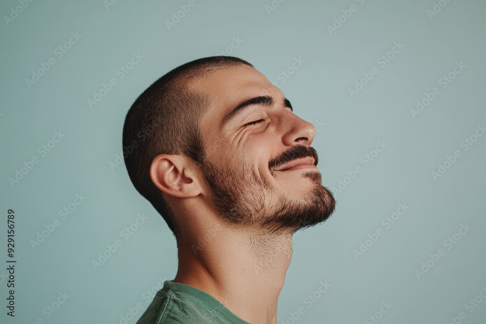 A close up of a man's face with his eyes closed A close up of a man's face with his eyes closed