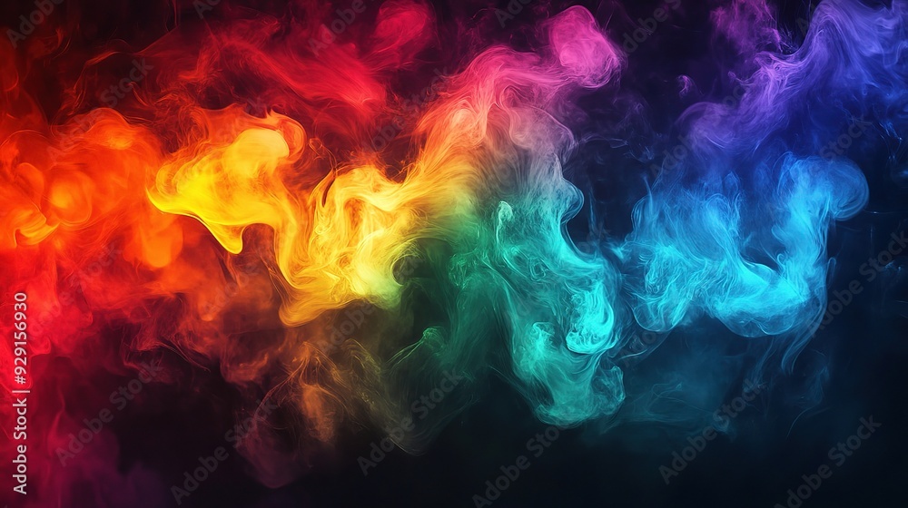 Abstract Rainbow Smoke: A mesmerizing, colorful explosion of smoke against a dark background. Abstract Rainbow Smoke: A mesmerizing, colorful explosion of smoke against a dark background.