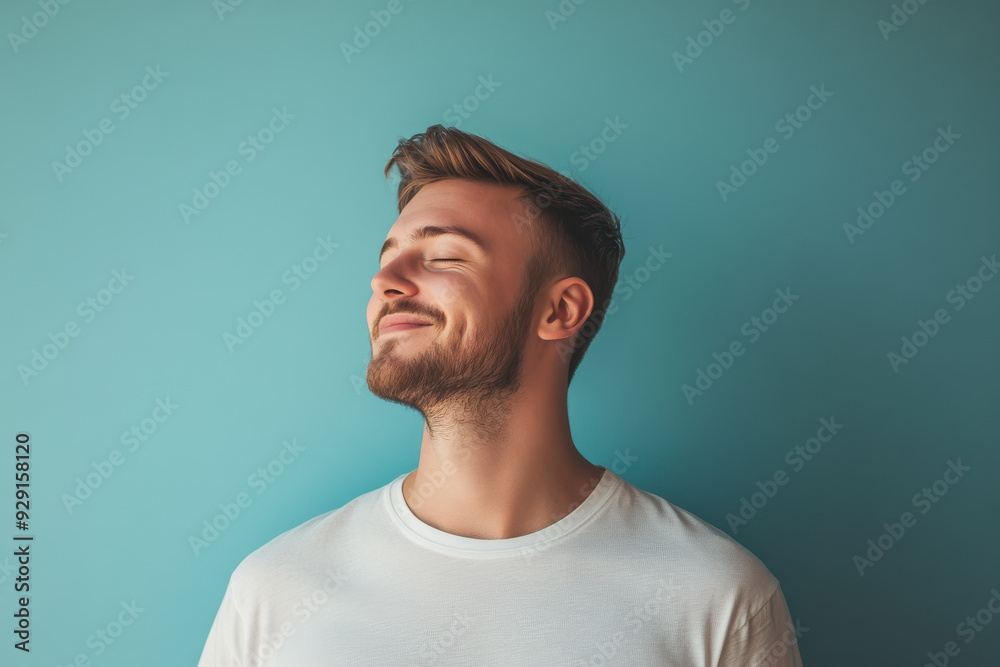 A close up of a man's face with his eyes closed A close up of a man's face with his eyes closed