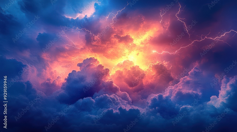 Vibrant Lightning Within Fiery Storm Clouds - A breathtaking display of vibrant lightning bolts cutting through fiery storm clouds, creating a stunning and dramatic skyscape. Vibrant Lightning Within Fiery Storm Clouds - A breathtaking display of vibrant lightning bolts cutting through fiery storm clouds, creating a stunning and dramatic skyscape.