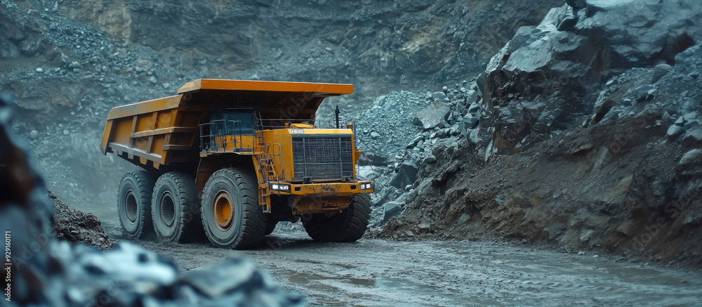 large mining truck working in a mine, quarry, pit, minerals, coal, rocks, transport, transport, huge yellow car, equipment, ore, soil, crushed stone, industry, gypsum, clay, granite, graphite, wheels large mining truck working in a mine, quarry, pit, minerals, coal, rocks, transport, transport, huge yellow car, equipment, ore, soil, crushed stone, industry, gypsum, clay, granite, graphite, wheels