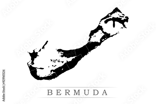 BERMUDA map on white background vector. Administrative regions of BERMUDA.