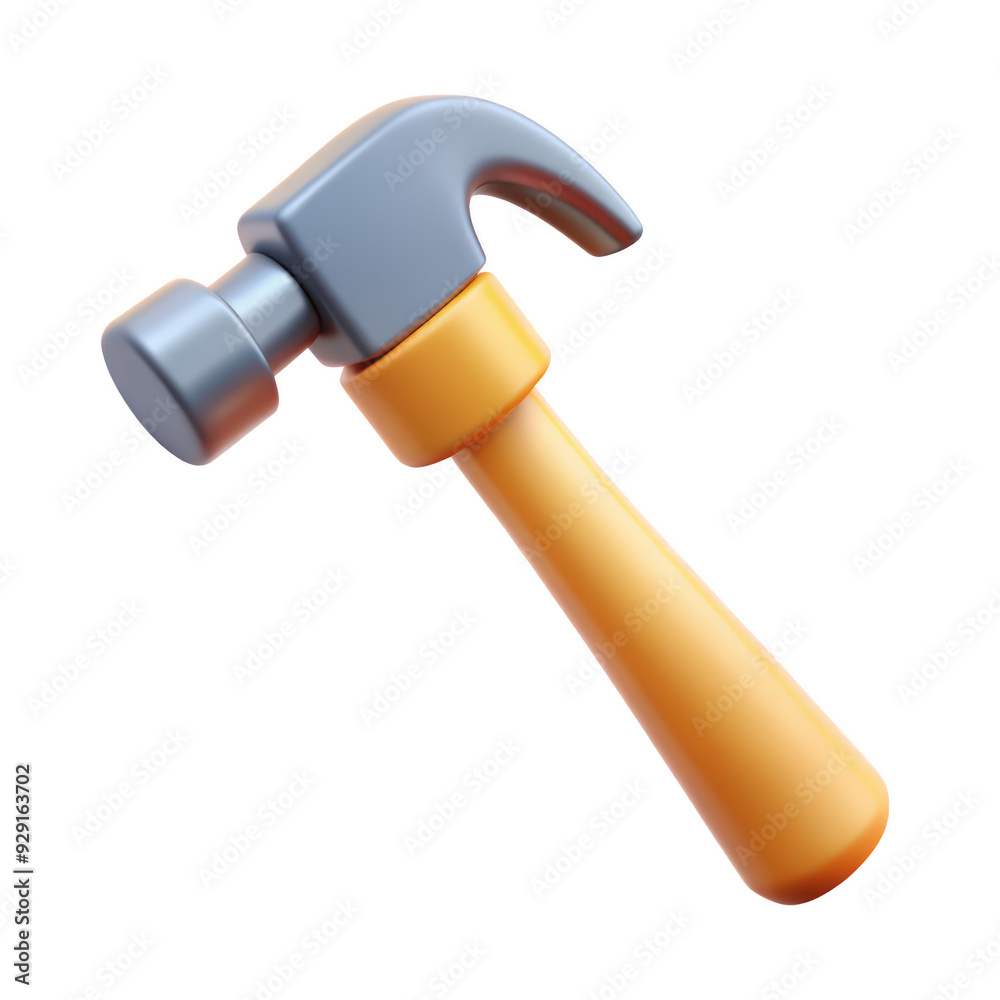 3D hammer featuring an orange handle and silver metal head. Ideal for construction, DIY, and tool-related digital projects. Isolated on transparent background, png. 3D hammer featuring an orange handle and silver metal head. Ideal for construction, DIY, and tool-related digital projects. Isolated on transparent background, png.
