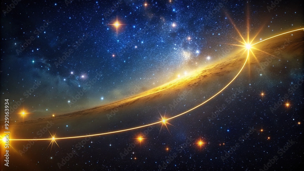 Sweeping curve of a golden meridian line intersects with a starry night sky, symbolizing navigation, adventure, and the passage of time. Sweeping curve of a golden meridian line intersects with a starry night sky, symbolizing navigation, adventure, and the passage of time.