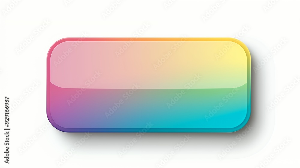 A colorful, rounded rectangular button with a gradient effect for digital interfaces. A colorful, rounded rectangular button with a gradient effect for digital interfaces.